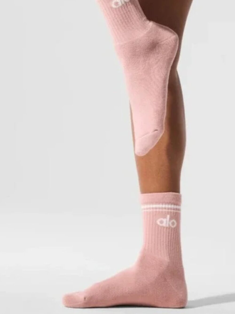 Unisex Half-Crew Sock - Alo - Pink Quartz/White